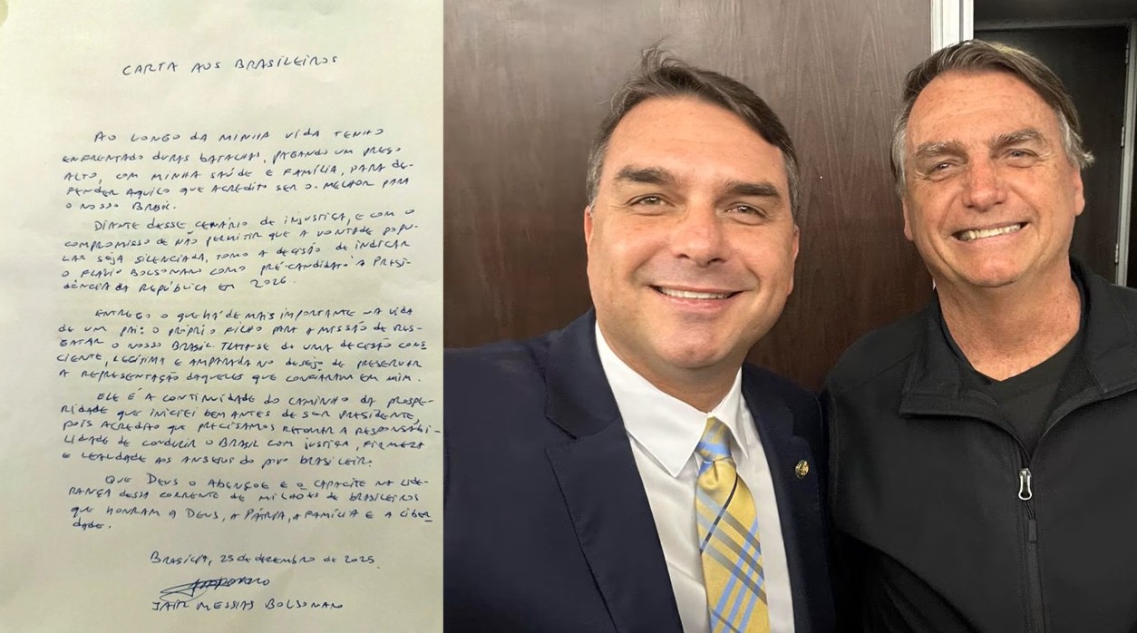 Bolsonaro se compara a Deus ao “entregar” Flávio à Presidência em carta de Natal