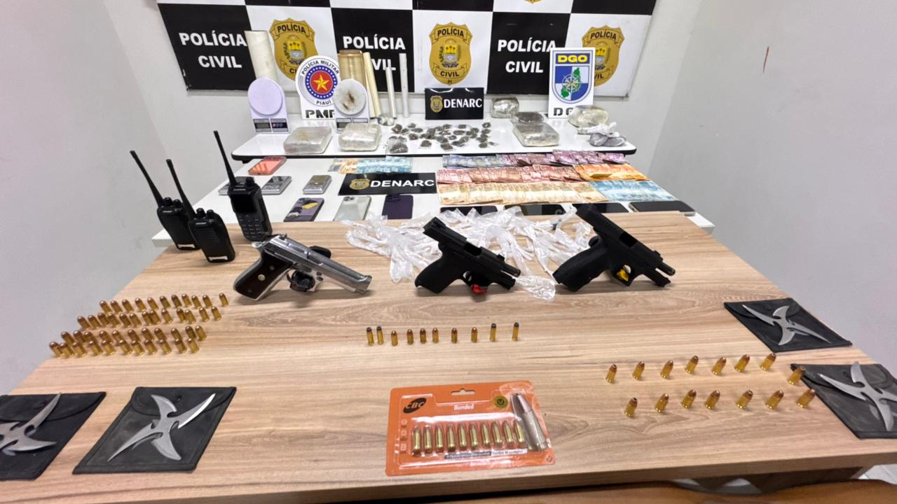 Na primeira grande operação do ano, forças de segurança prendem 10 pessoas e apreendem drogas e armas em Teresina