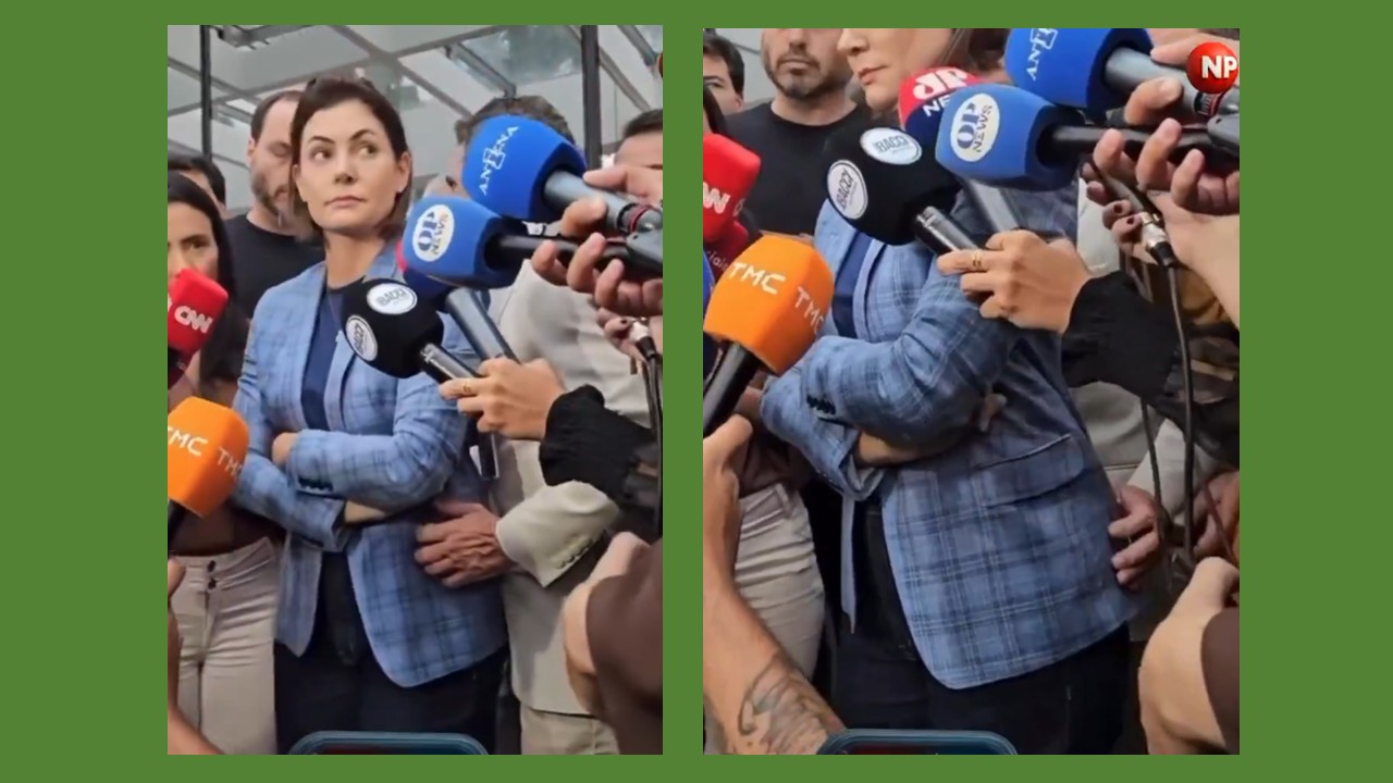 De quem é a “mão boba” que tocou o corpo de Michelle Bolsonaro durante entrevista