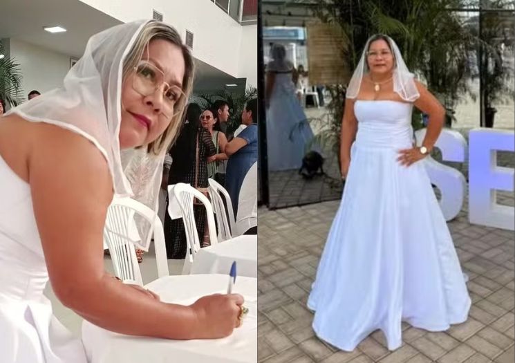 Professora toma posse em concurso vestida de noiva: ‘Casei com a educação’