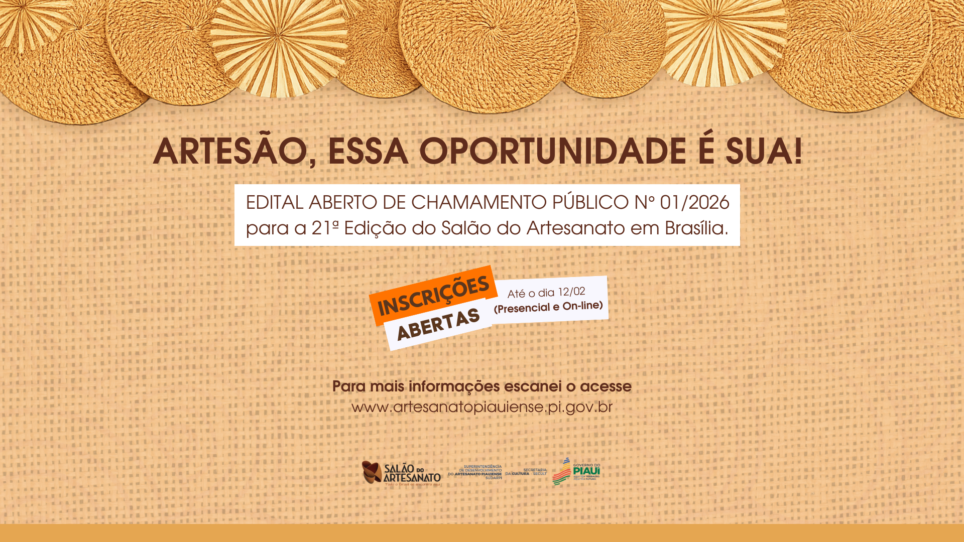 Abertas inscrições para seleção de artesãos piauienses para o 21º Salão do Artesanato Raízes Brasileiras em Brasília