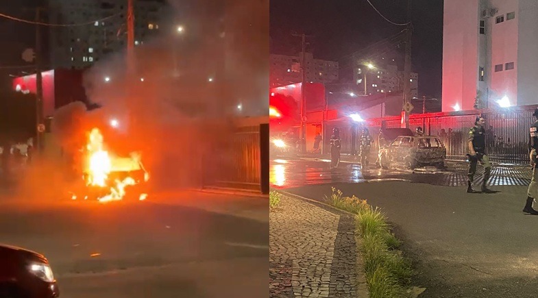 Casal e criança escapam após carro pegar fogo em Teresina