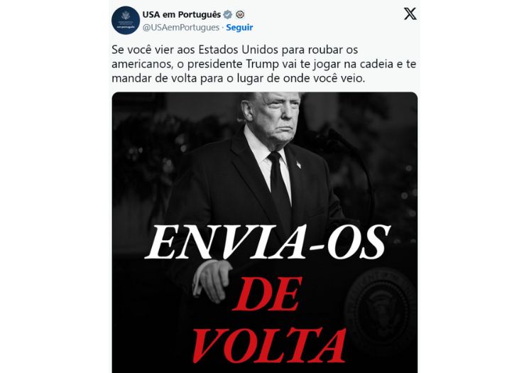 Trump ameaça imigrantes em post em português