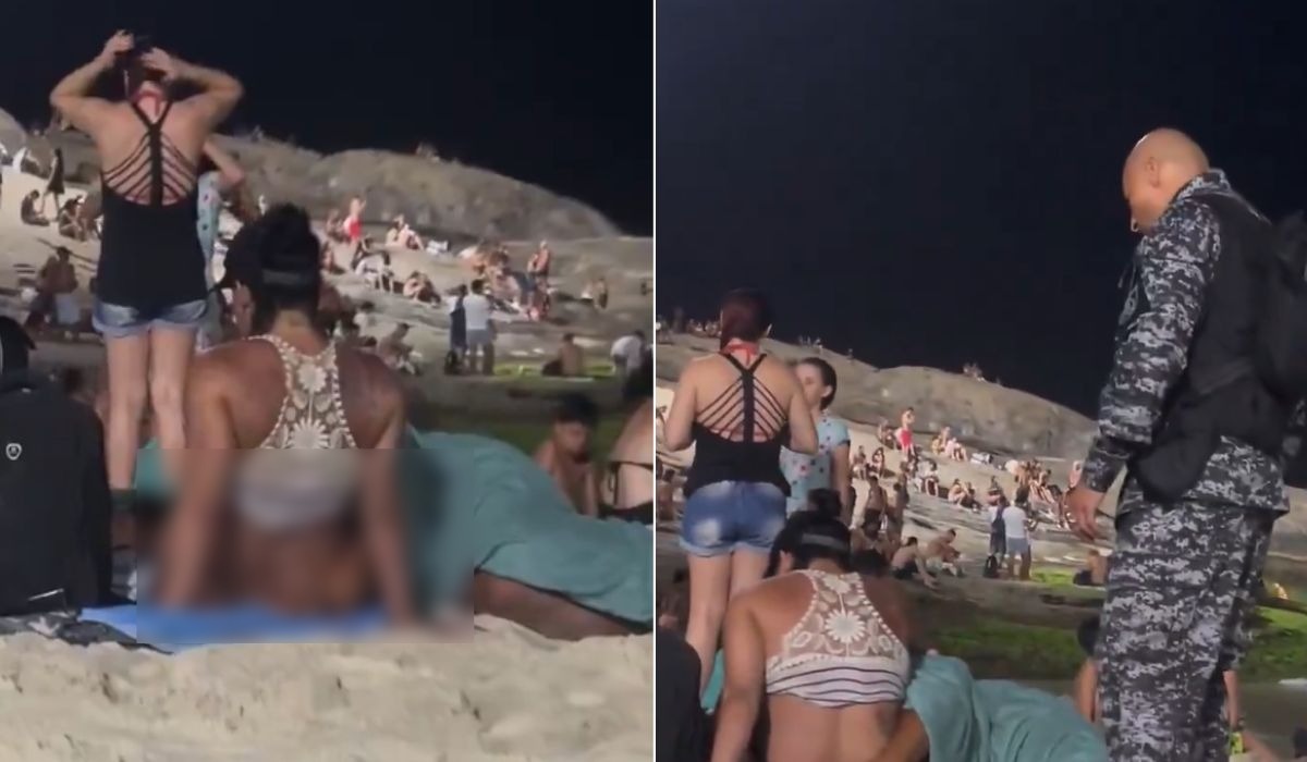 VÍDEO: Casal é flagrado em ato sexual em praia lotada do RJ
