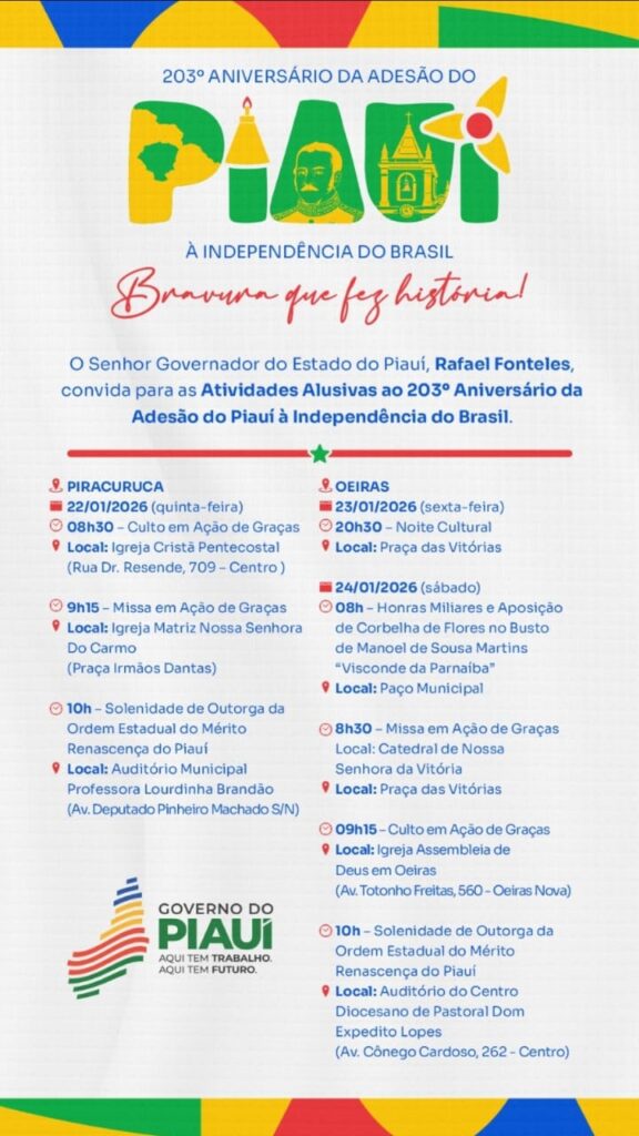 Piracuruca e Oeiras recebem atividades em comemoração ao 203° aniversário de adesão do Piauí à Independência do Brasil