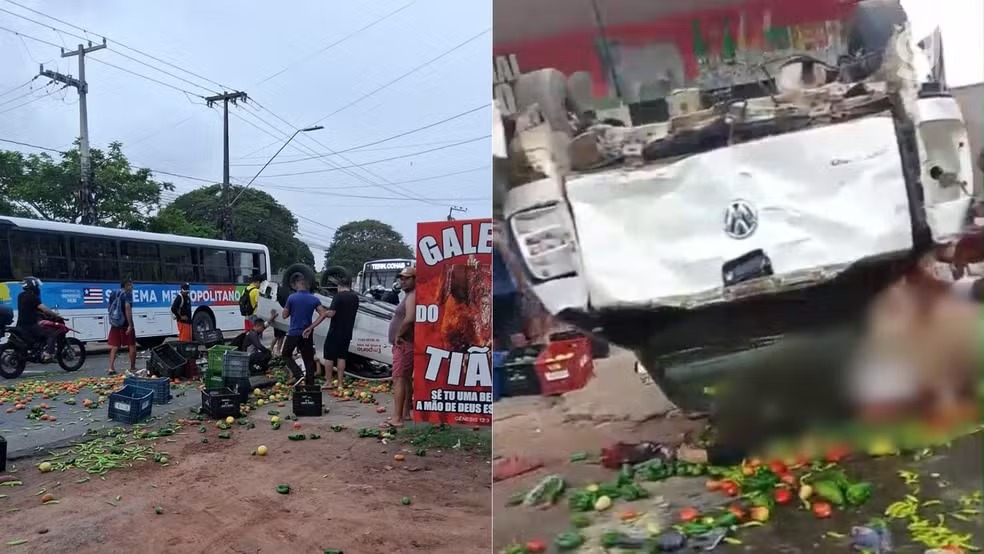 Mulher fica ferida em colisão entre ônibus, picape e moto no MA