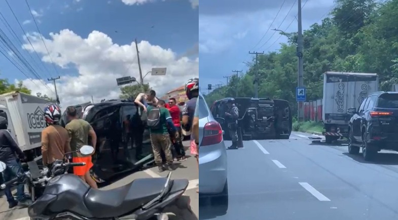 Médico fica ferido após capotar carro na Kennedy, em Teresina