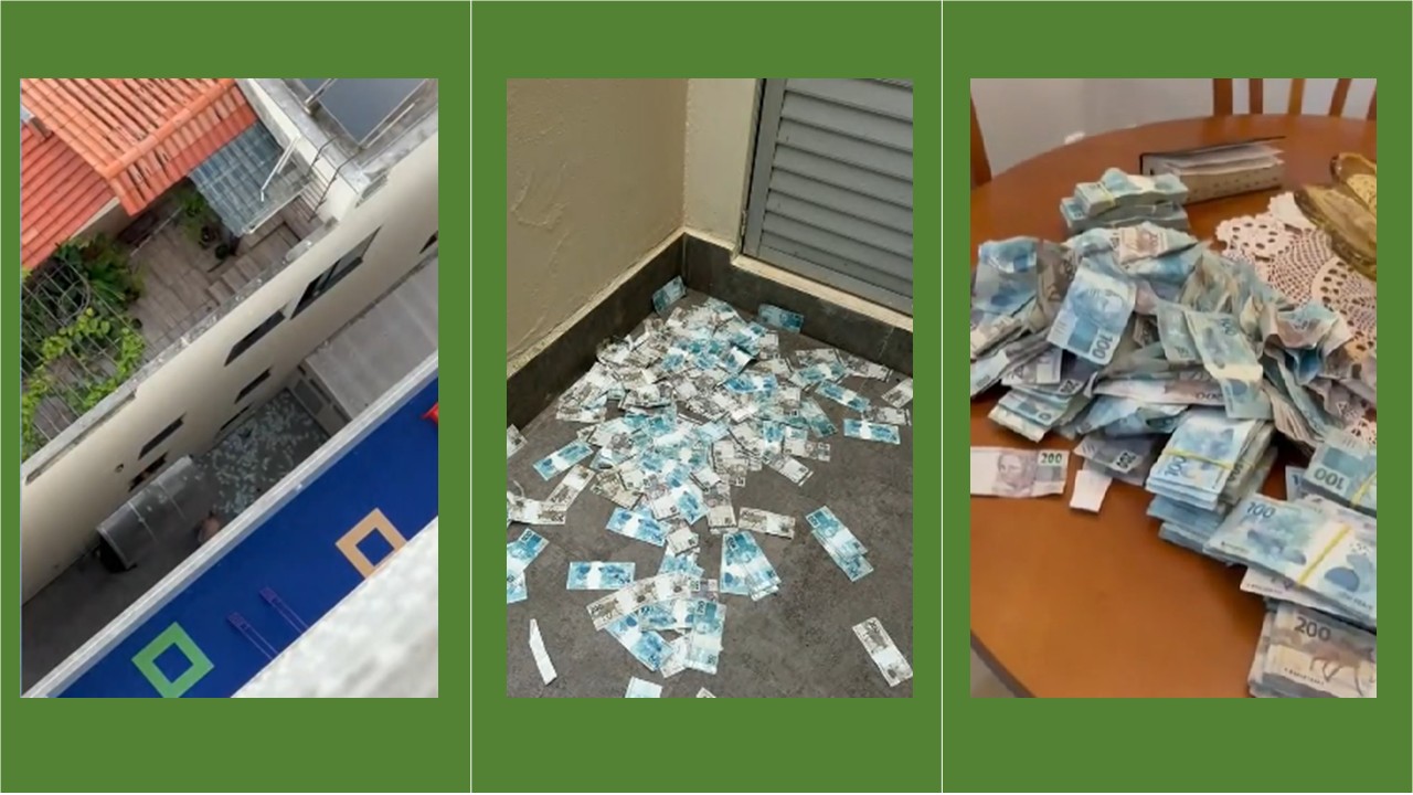 R$ 429 mil numa mala foram jogados do 30º andar de um prédio em SC quando a PF chegou
