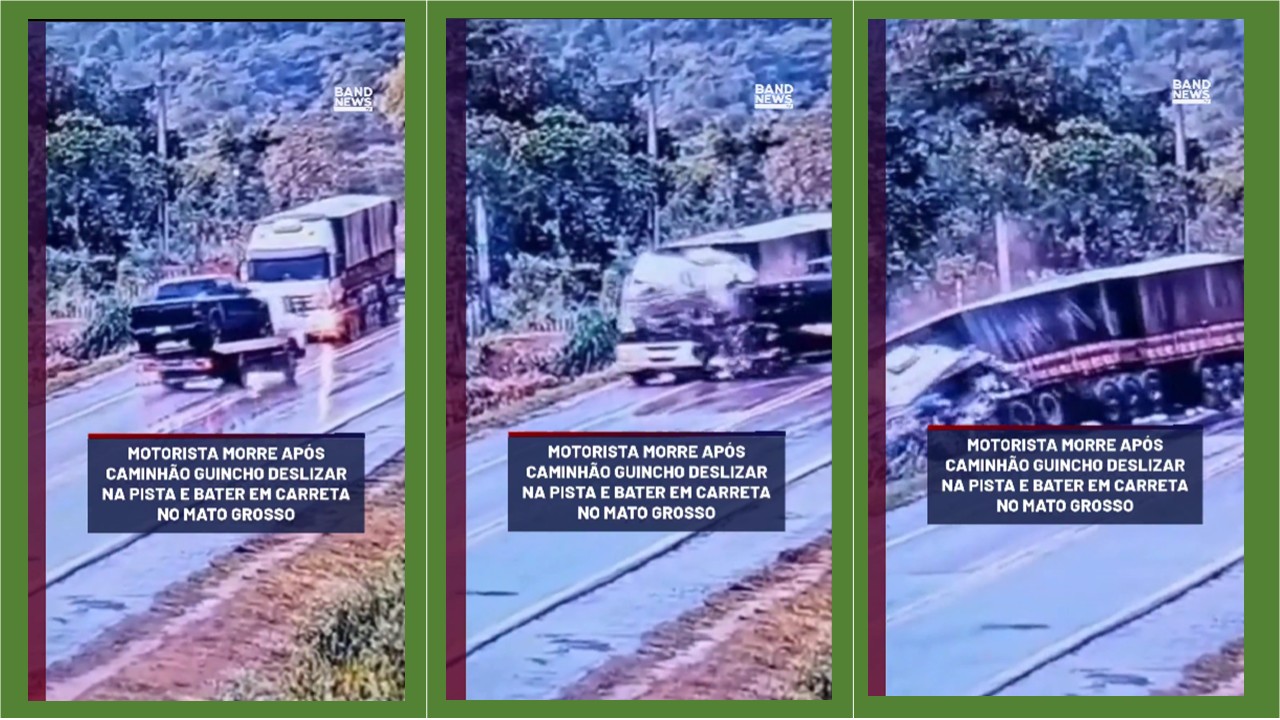 Motorista morre após caminhão guincho escorregar e bater contra carreta no MT