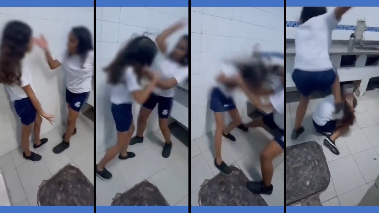 VÍDEO: Aluna é agredida por colega dentro de banheiro de escola no RJ