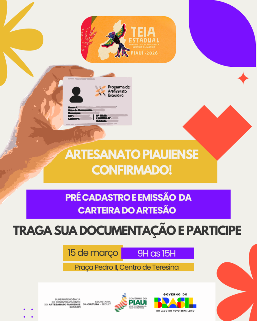 Sudarpi ofertará emissão de carteira para artesãos durante feira da Teia Estadual dos Pontos de Cultura