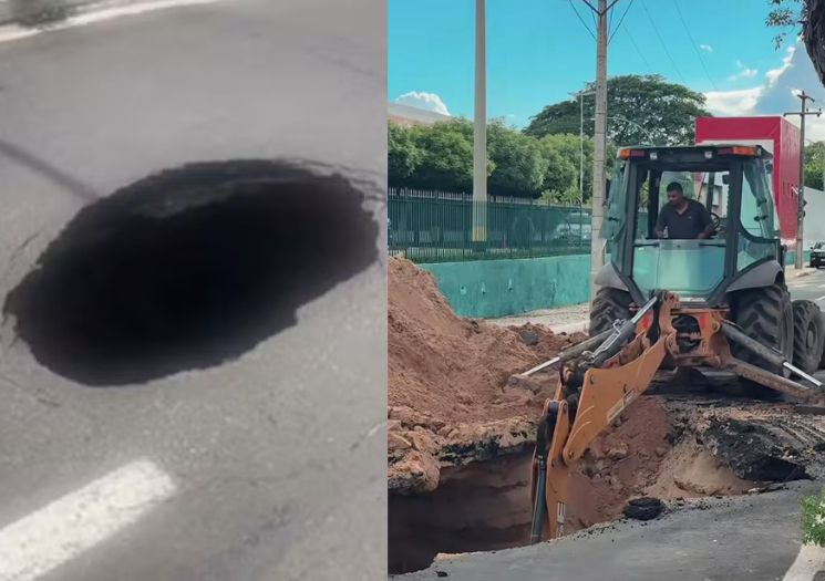 Cratera na Avenida Jóquei Club interditada trecho nos dois sentidos