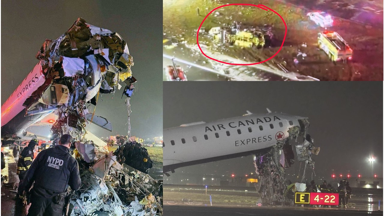 Avião da Air Canada colide com caminhão de bombeiros em aeroporto de Nova York e deixa mortos (vídeo)