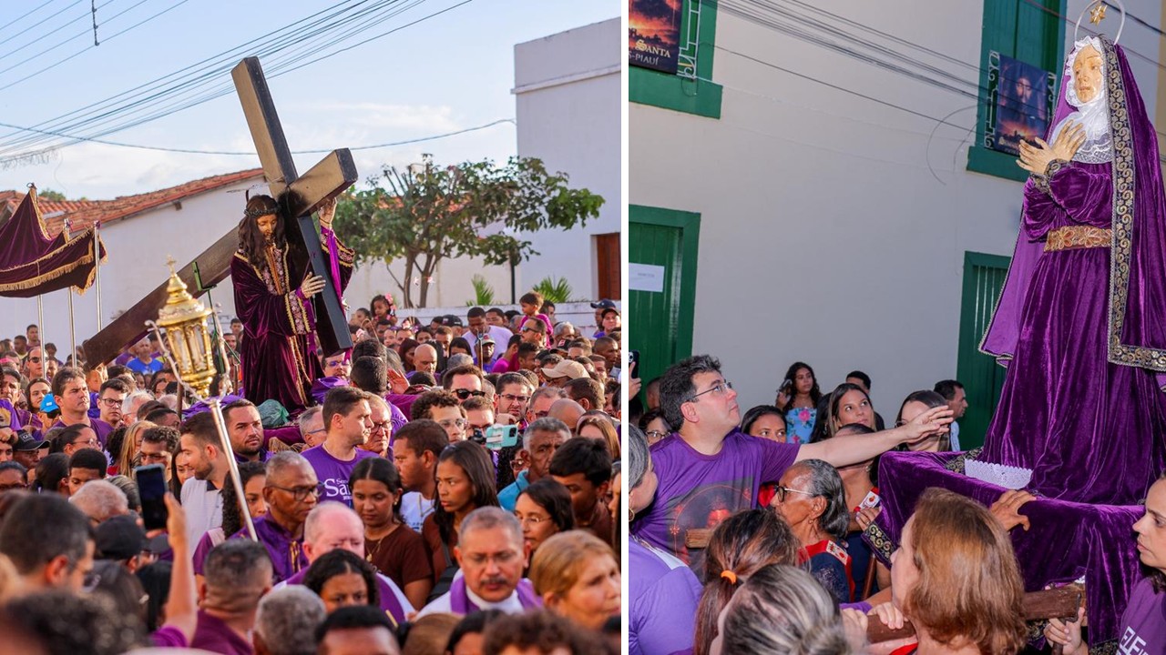 Fonteles participa da Procissão de Bom Jesus dos Passos em Oeiras e destaca força da fé e do turismo religioso no Piauí