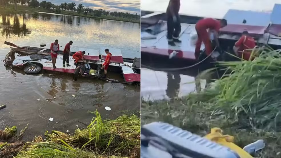 Ônibus de Teresina cai em açude na BR-222 e deixa dois mortos no MA