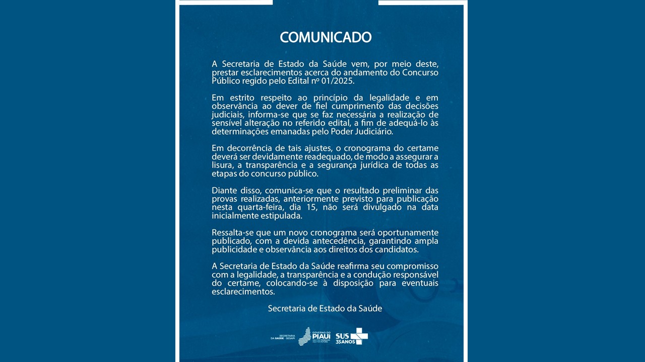 Concurso público da Saúde: secretaria promove alterações no cronograma da prova