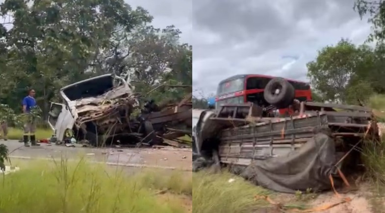 Colisão entre caminhões deixa morto e quatro feridos na PI-140