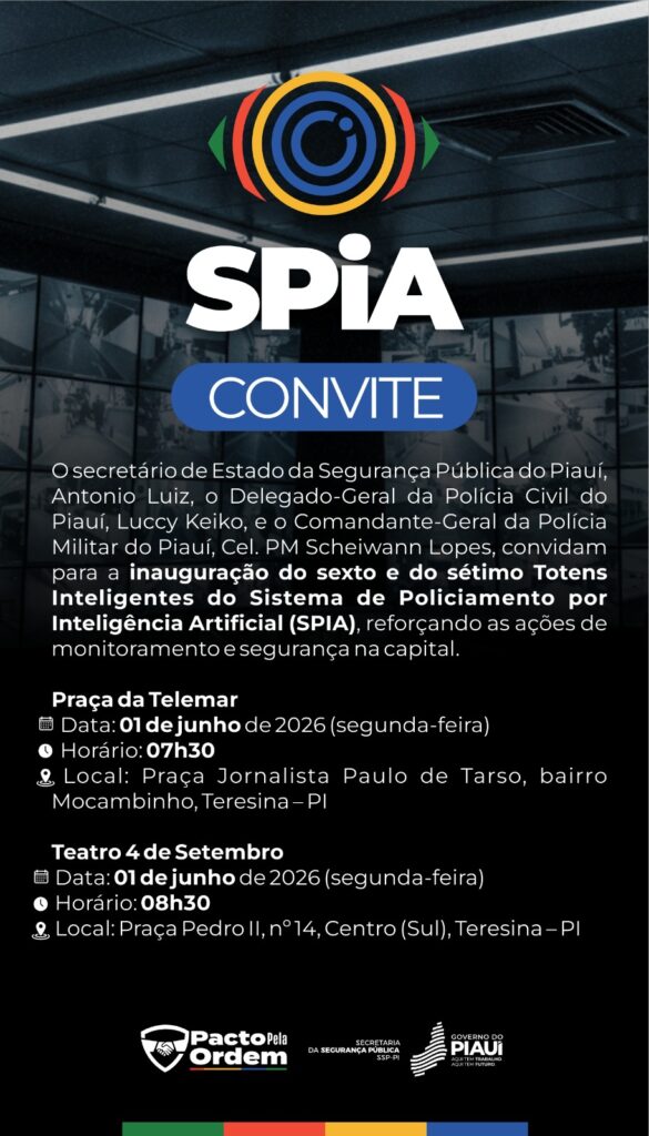 Secretaria da Segurança inaugura sexto e sétimo totens inteligentes com botão de emergência, em Teresina, nesta segunda (1º)