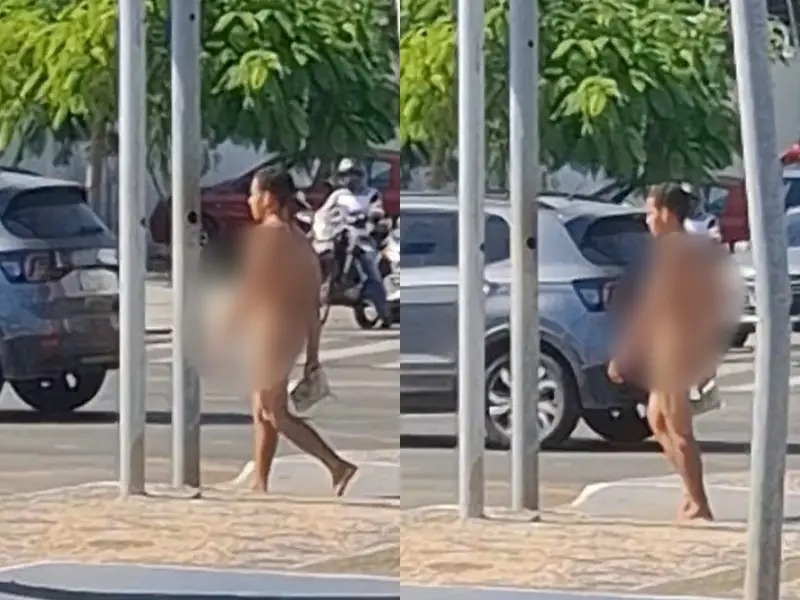 VÍDEO: Homem nu é flagrado na Avenida Frei Serafim e acaba contido pela polícia