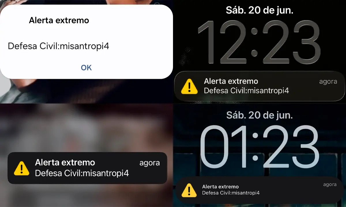 “Misantropia”: entenda a mensagem enviada em alerta fake da Defesa Civil